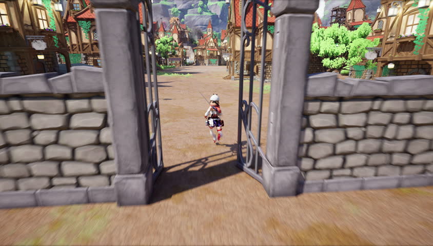 Anime-style RPG loss. Girl defeated in sunny fantasy terrain. Console scene without UI, focused on stylized action. This anime-style MMO RPG scene captures styl