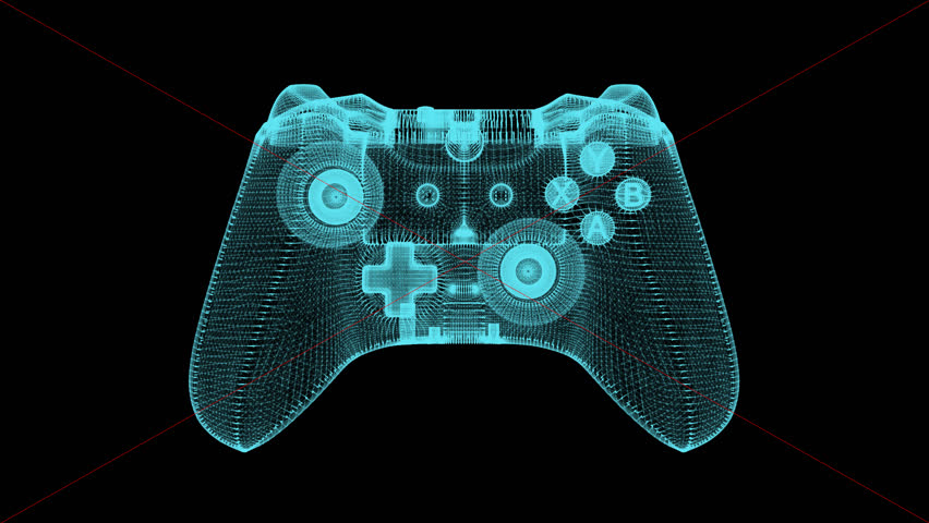 3D holographic animation of a glowing game controller in purple light lines, representing gaming technology, digital entertainment, and modern futuristic design visualization. - Powered by Shutterstock - Get 15% off with code: PIKWIZARD15