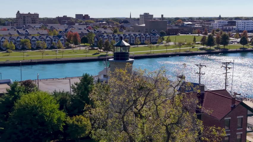 kenosha wisconsin aerial of lighthouse