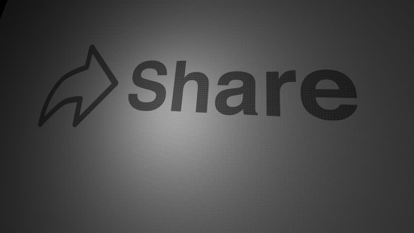 Animated cursor hand pointer clicks SHARE call to action invitation