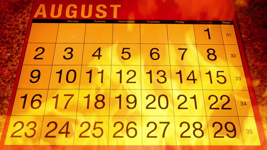 Calendar Is Marked Off In Flames Loop
