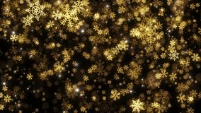 Looping animated Christmas background of golden light particles and snowflakes falling on black backdrop - Powered by Shutterstock - Get 15% off with code: PIKWIZARD15