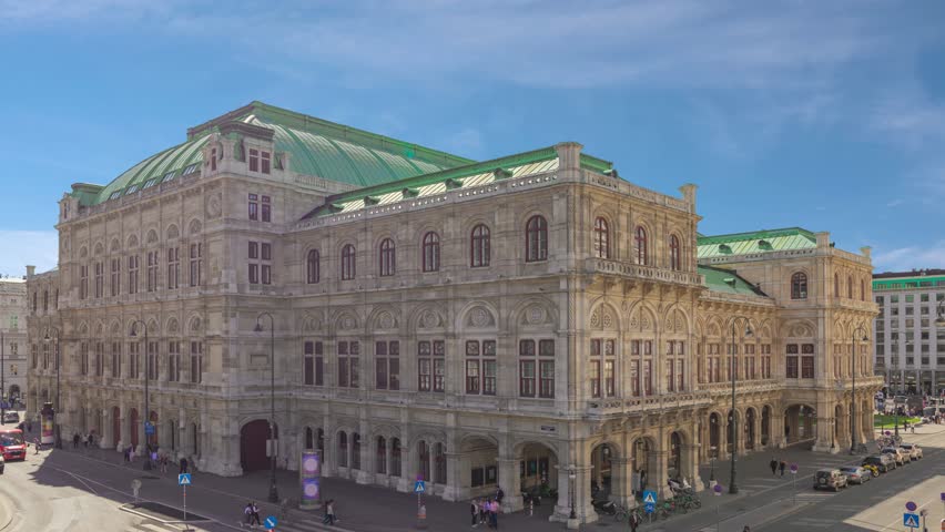 Vienna Austria time lapse city skyline at State Opera