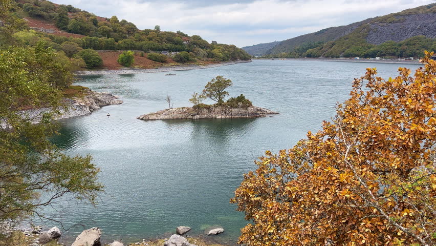 Autumn at Lake Peris and Snowdonia, Eryri National Park, Llanberis, Wales, United Kingdom