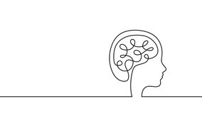 Animated outline sketch of a human brain in a continuous line drawing style. Creative symbol of brainstorming, intellect, and neurology for educational videos. - Powered by Shutterstock - Get 15% off with code: PIKWIZARD15