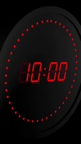Animation of red digital timer changing on black background. Time, digital interface and data processing concept digitally generated video.