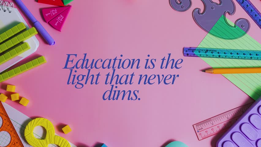 "Education is the light that never dims" inspirational quote on an enlightening background. Perfect for academic growth and lifelong learning themes.