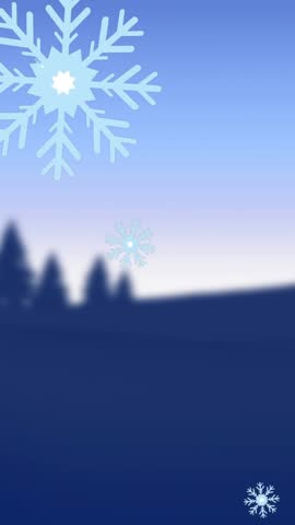 Animation of falling snowflakes over silhouetted trees and landscape at christmas time. christmas, tradition and celebration concept digitally generated video.