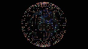 At start spherical data network expanding, map fading, links pulsing, rotating, visualizing data. Technology, connectivity, digital, innovation, visualization, abstraction, network - Powered by Shutterstock - Get 15% off with code: PIKWIZARD15