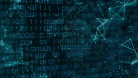 Interface initiating globe rotating eastward, binary pulsing, mesh adjusting visualizing data flow. Technology, global network, cyberspace, data visualization, digital interface, futuristic - Powered by Shutterstock - Get 15% off with code: PIKWIZARD15