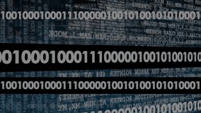 On binary stream appearing, bars displaying pulsating waveform visualizing data over scrolling code. Digital, technology, data, visualization, interface, high-tech, futuristic - Powered by Shutterstock - Get 15% off with code: PIKWIZARD15