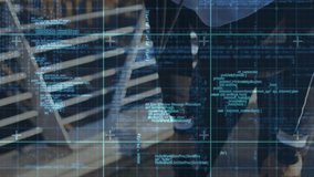 dressed man entering rooftop, summoning tech interface, configuring code and adjusting smartwatch. Technology, innovation, urban, futurism, interface, communication, digital - Powered by Shutterstock - Get 15% off with code: PIKWIZARD15