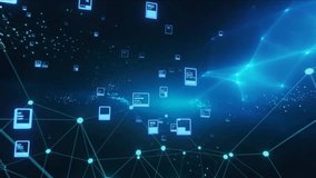 Abstract visualization of data packets and glowing network connections moving in a dark digital space, representing blockchain, AI, big data, and technology - Powered by Shutterstock - Get 15% off with code: PIKWIZARD15