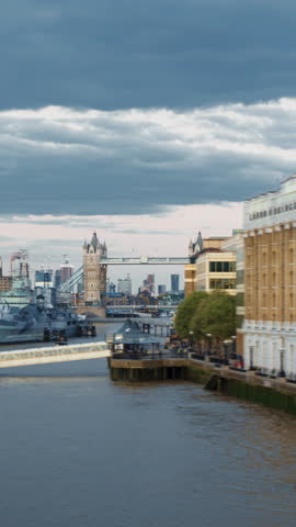 hyper lapse of Tower Bridge at sunset, London, UK