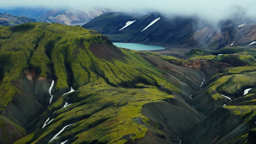 Landmannalaugar Rhyolite Mountains with Crater Lake Iceland
