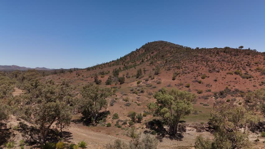 Brachina Gorge, South Australia – 4K Aerial Drone Footage of Geological Trail, Rugged Red Cliffs, Winding Dirt Road, Vast Valleys, Mountain Ridges, Rocky Terrain, Outback Landscape in Flinders Ranges