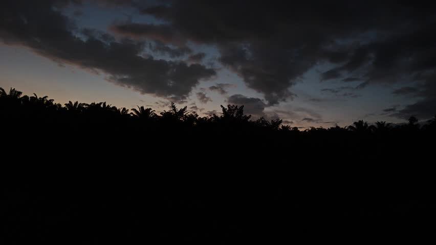 Looking from the farm toward the early morning dawn sky outshirt the housing area. 