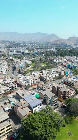 Aerial urban view of the residential district of La Molina in Lima, Peru.