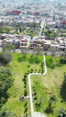 Drone flight across La Molina district in Lima, Peru, aerial exploration.