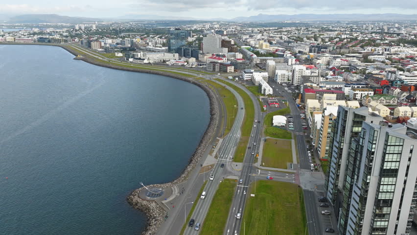 Aerial view of Reykjavík, Iceland.
