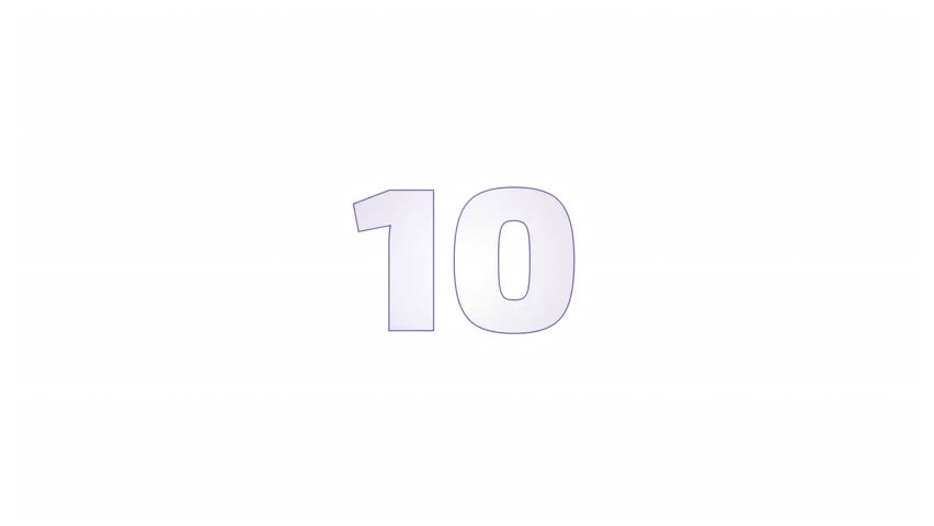 4K countdown timer from 10 to 0 with blinking, multi-color numerals on a clean white background. Minimal, fast, and rhythmic flashes give a crisp motion-graphics look for openers and event intros.
