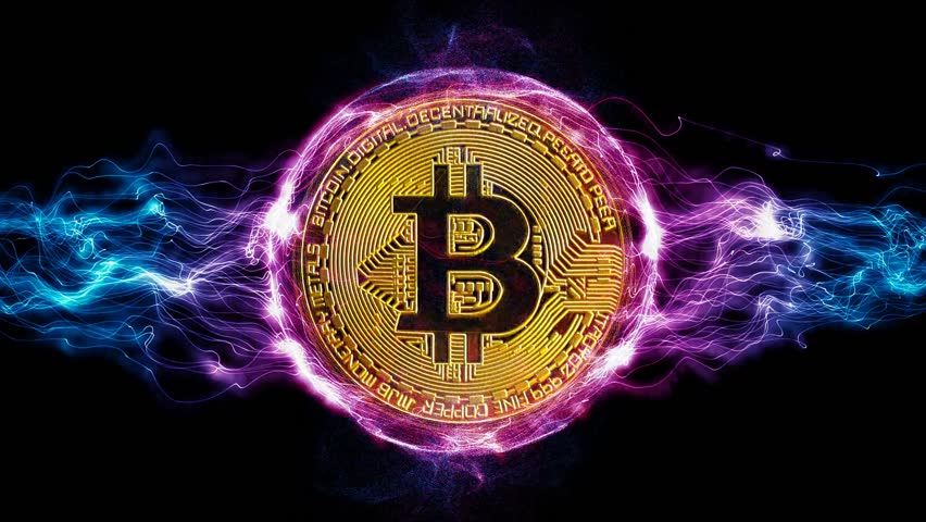 Animated Bitcoin coin rotating inside a vibrant, multi-colored plasma sphere, ideal for cryptocurrency, finance, and technology visuals. - Powered by Shutterstock - Get 15% off with code: PIKWIZARD15