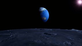 A breathtaking view of planet Earth rising above the crater-filled surface of the Moon, capturing the majesty of space, astronomy, and cosmic perspective. - Powered by Shutterstock - Get 15% off with code: PIKWIZARD15