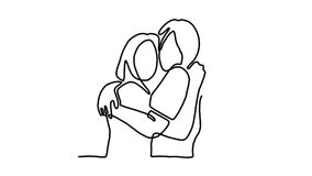 Continue line animation of two lovely happy best friends girls hugging - Powered by Shutterstock - Get 15% off with code: PIKWIZARD15