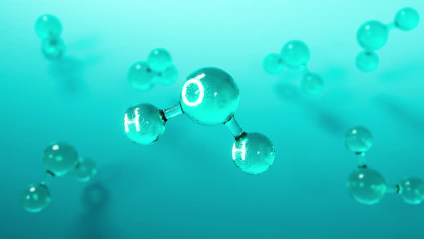 Water molecule structure with hydrogen and oxygen atoms.