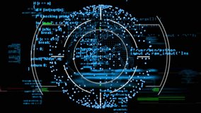 As blue data points appearing scanning HUD generating rings rotating arc displaying scan completion. Technology, data visualization, digital interface, circuit, cybersecurity, innovation, futuristic - Powered by Shutterstock - Get 15% off with code: PIKWIZARD15
