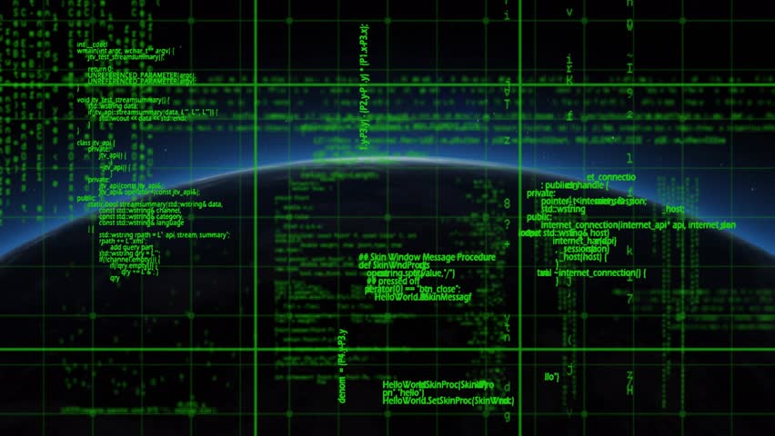 Opening showing Earth with green code grid, HUD circles materializing and pulsing for scan lock-on. Space, technology, interface, data, analysis, digital, cosmic - Powered by Shutterstock - Get 15% off with code: PIKWIZARD15