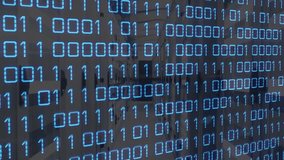 On start blue binary overlay flickering shifting digits, revealing office corridor for data flow. Technology, cyber, digital, innovation, data, network, futuristic - Powered by Shutterstock - Get 15% off with code: PIKWIZARD15