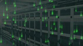 On startup binary code cascading over server racks clustering and dispersing visualizing data flow. Technology, cybersecurity, digital, modern, network, infrastructure, futuristic - Powered by Shutterstock - Get 15% off with code: PIKWIZARD15