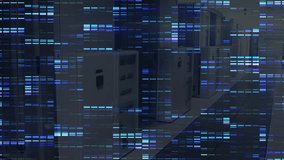 On start animated data-code overlay floating across server corridor showing continuous data flow. Technology, cybersecurity, data center, digital, network, infrastructure, futuristic - Powered by Shutterstock - Get 15% off with code: PIKWIZARD15