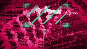 3D DNA helix appearing triggers bars scanning coils while reticle updating readouts to analyze. Science, biotechnology, genomics, digital interface, futuristic, medicalresearch, data visualization - Powered by Shutterstock - Get 15% off with code: PIKWIZARD15