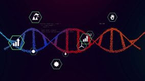 Color glow starting helix shifting, hex icons pulsing and metrics appearing visualizing data. Futuristic, data visualization, digital interface, abstract, science, technology, innovation - Powered by Shutterstock - Get 15% off with code: PIKWIZARD15