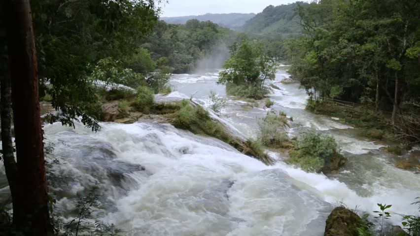 Waterfall cascadas de agua azul wide shot