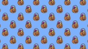 4K Loopable Candy Pumpkin Bucket Pattern Animation – Seamless Halloween Background with Cute Trick or Treat Design, Repeating Festive Texture for Autumn, Party, and Spooky Holiday - Powered by Shutterstock - Get 15% off with code: PIKWIZARD15