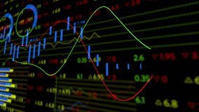 Starting green red lines sweeping dark grid, dashboard animating layered charts for market analysis. Data, analytics, visualization, dashboard, finance, technology, digital - Powered by Shutterstock - Get 15% off with code: PIKWIZARD15