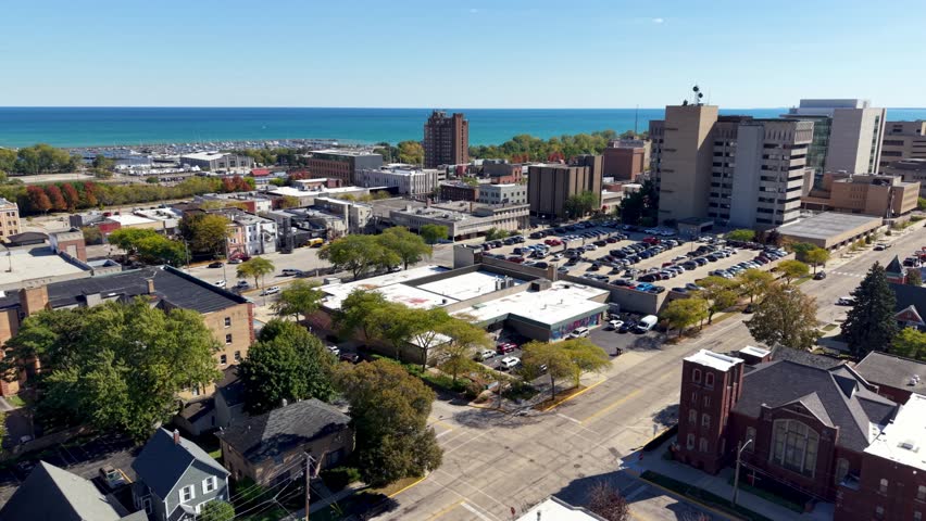 aerial pan of waukegan illinois