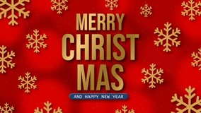 Looping 4K animation featuring golden “Merry Christmas and Happy New Year” text with falling snowflakes on a red background. Perfect for holiday greetings, festive ads, or digital displays. - Powered by Shutterstock - Get 15% off with code: PIKWIZARD15