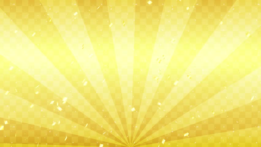 Japanese style new years background with sunburst and gold confetti falling animation