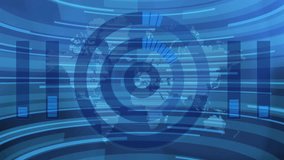 Abstract blue digital background showing a stylized world map, circular progress indicators, and bar graphs representing global data analysis, finance, communication, or futuristic technology. - Powered by Shutterstock - Get 15% off with code: PIKWIZARD15