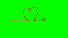 Animated Red Heart Shape with Arrow and Underline Drawing on Green Screen, Chroma Key Cupid Love Symbol Reveal, Romance Emotion Element - Powered by Shutterstock - Get 15% off with code: PIKWIZARD15