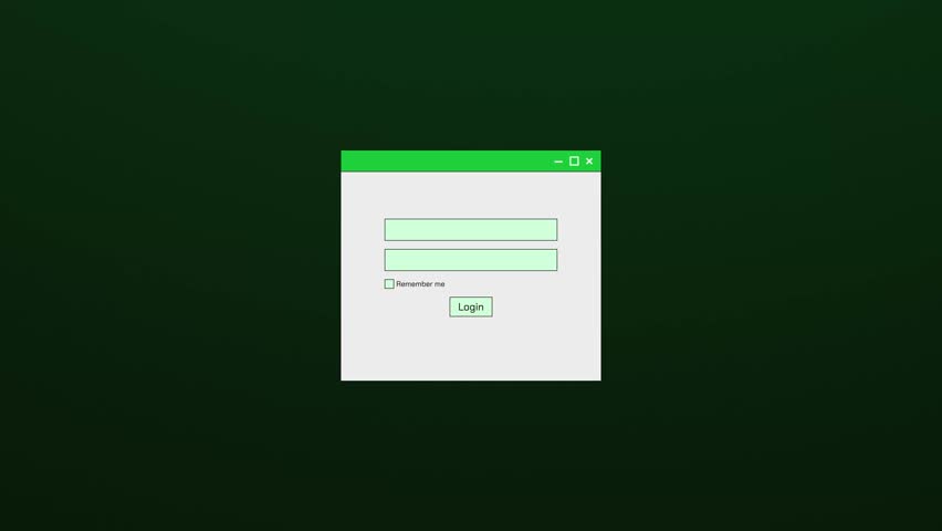 Retro login interface with a pulsing green glow on a deep green background — inspired by 80s aesthetics, vintage computing, and classic sci-fi, perfect for UI, UX, app, or web interfaces.