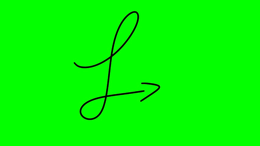  Animated Black Hand-Drawn Letter 'L' Writing on Green Screen, Chroma Key Alphabet Reveal, Initial Name Element