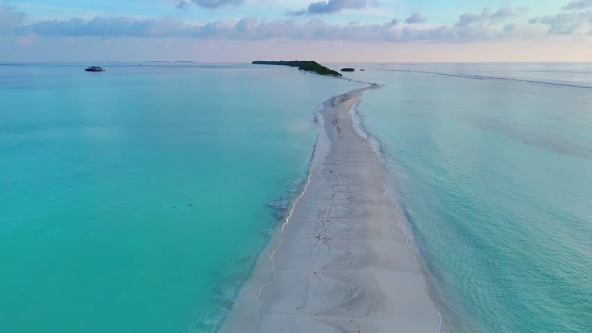 amazing Drone shot of the Dhigurah sandbank in the Maldives