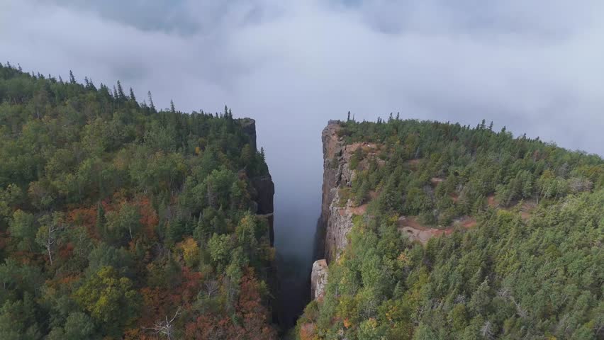 Aerial view of Sleeping Giant Provincial Park, Ontario Canada during autumn
