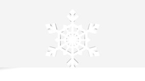 3D animation seamless loop of a white Snowflake symbol rotates isolated on a white background. High detailed 3d Snowflake  character, Animation Video - Powered by Shutterstock - Get 15% off with code: PIKWIZARD15