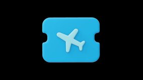 3d Flight Ticket icon rotating on transparent background - Powered by Shutterstock - Get 15% off with code: PIKWIZARD15